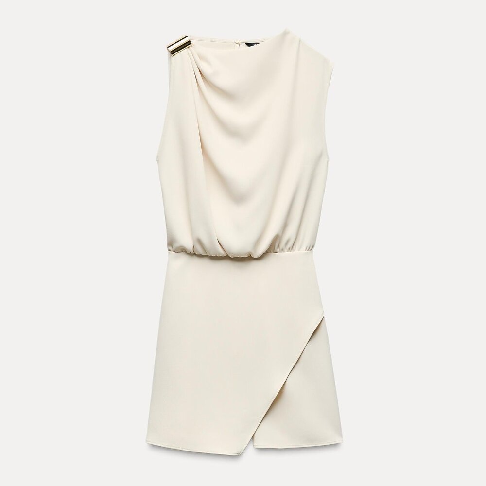 NWT ZARA IVORY SHORTJUMPSUIT ROMPER COCKTAILPARTYCLUBWEAR REF 0387/152/712 SZ S